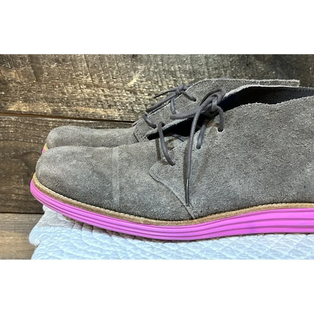 COLE HAAN LUNAR GRAND CHUKKA Comfort Suede Laced Up Ankle Boots Sz 10